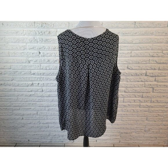 Terra Sky Womens Top 3X 24W 26W Plus Tank Black Geometric Asymmetric GEO155E - Picture 6 of 6